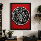 Cuadro Ramones Sello Icónico Efecto 3d Punk Rock Art Vintage Marco Negro