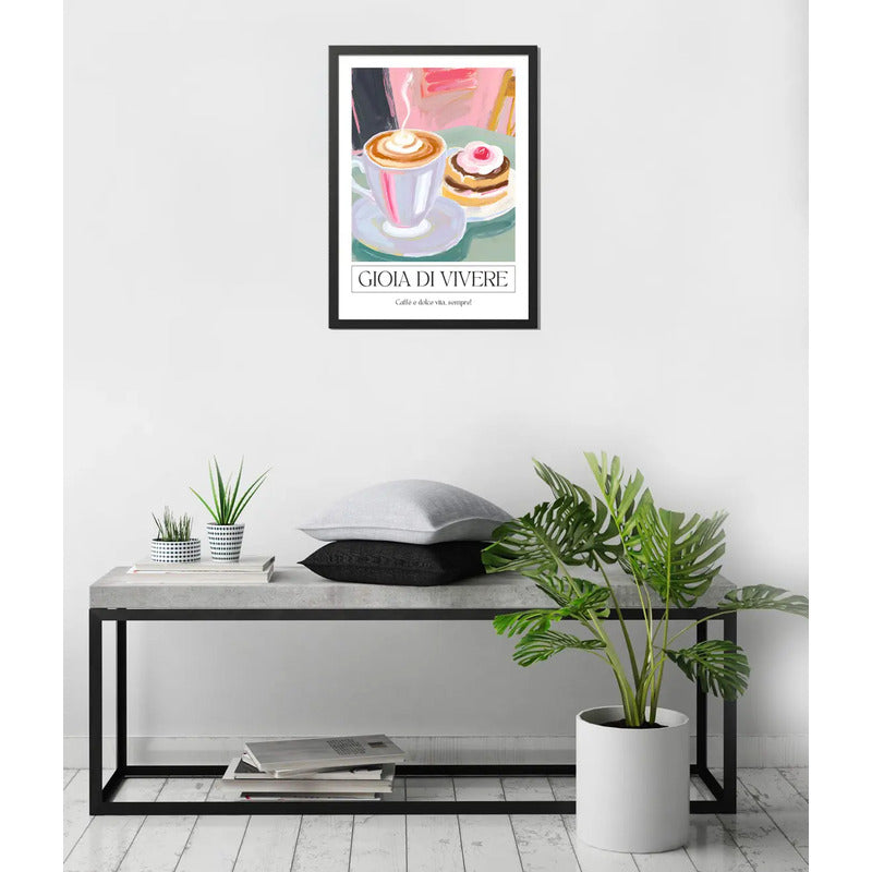 Cuadro Gioia Di Vivere Café Frase Bake Cocina Decoracion Marco Negro