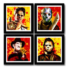 Set 4 Cuadros Jason Freddy Krueger Michael Myers Leatherface Marco Negro