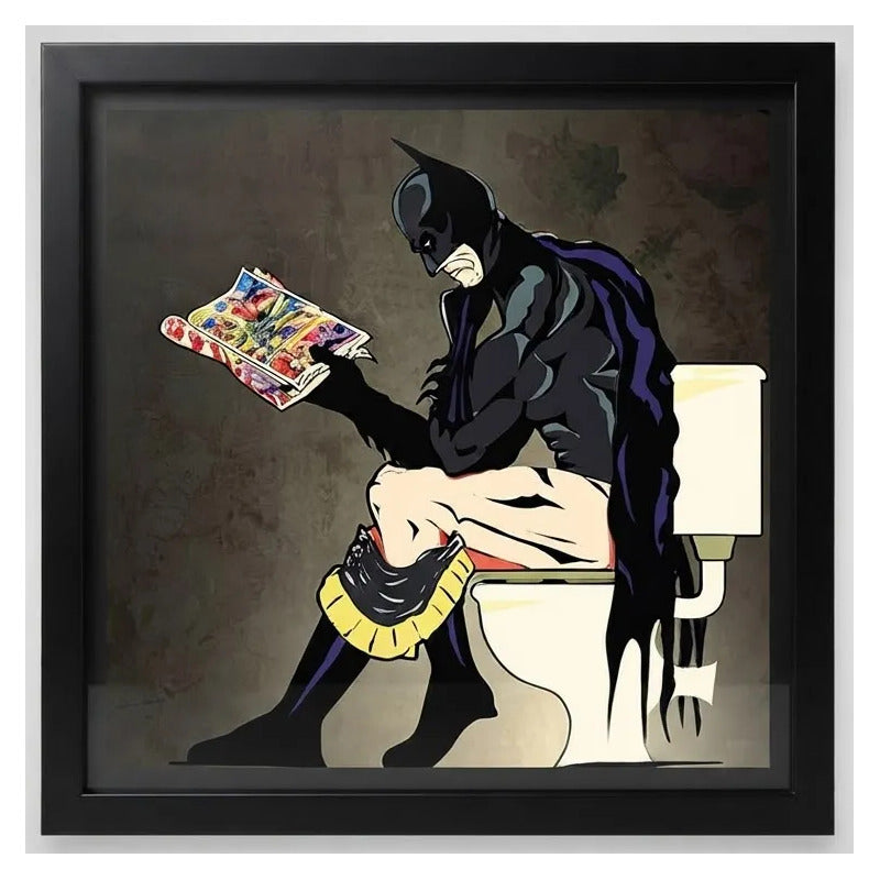 Cuadro Batman Baño Super Heroe Comics Decoracion Casa Bar Marco Negro