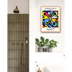Cuadro Romero Britto Pop Art La Mariposa Butterfly Marco Oak Marco Marrón Claro