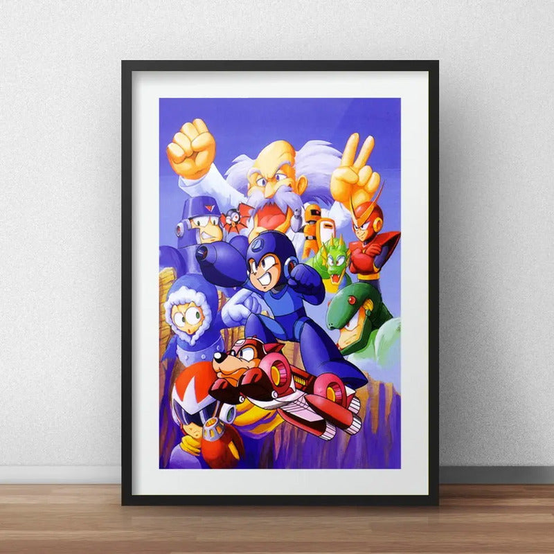 Cuadro Mega Man Juego Game Geek Decoracion Con Paspartú Marco Negro