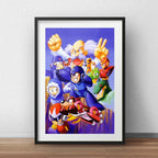 Cuadro Mega Man Juego Game Geek Decoracion Con Paspartú Marco Negro