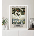 Cuadro Cisnes Amor William Morris Arte Flores Botanico Marco Blanco
