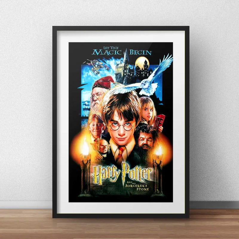 Cuadro Harry Potter Y La Piedra Filosofal Arte Con Paspartú Marco Negro