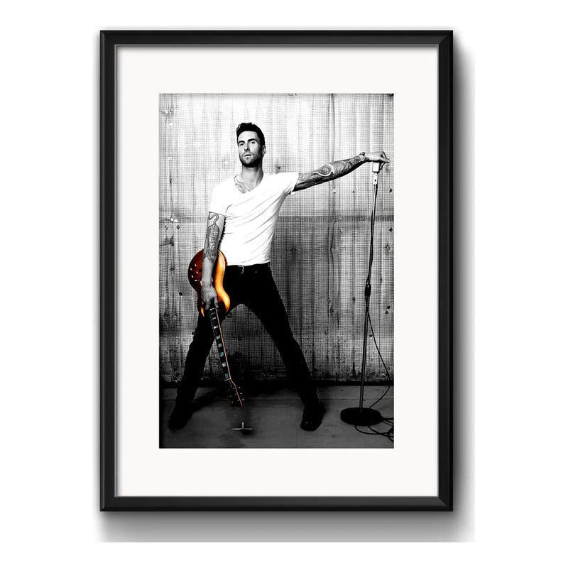 Cuadro Adam Levine Maroon 5 Pop Musica Decoracion C Paspartú Marco Negro