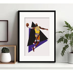 Cuadro Lebron James Lakers Basket Baloncesto Con Paspartú Marco Negro