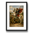 Cuadro San Jorge Santo Soldado Mártir Dragon Jesus Paspartú Marco Negro