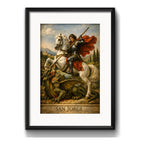 Cuadro San Jorge Santo Soldado Mártir Dragon Jesus Paspartú Marco Negro