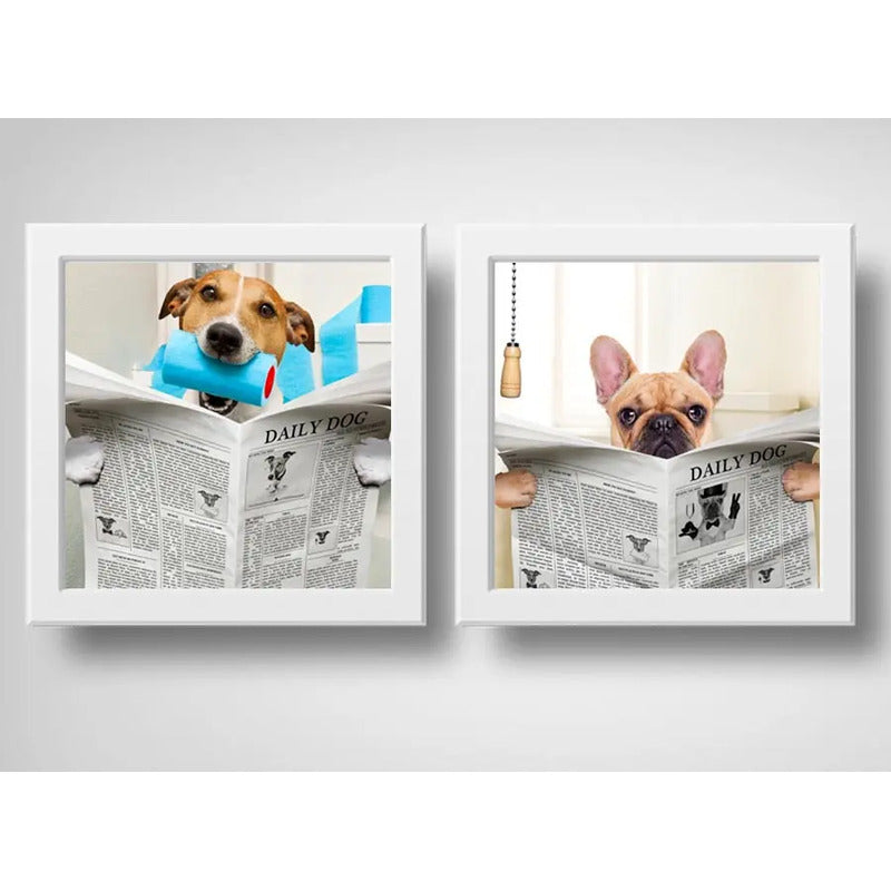 Set 2 Cuadros Perro Baño Mascota Diario Decoracion Pet Brs04