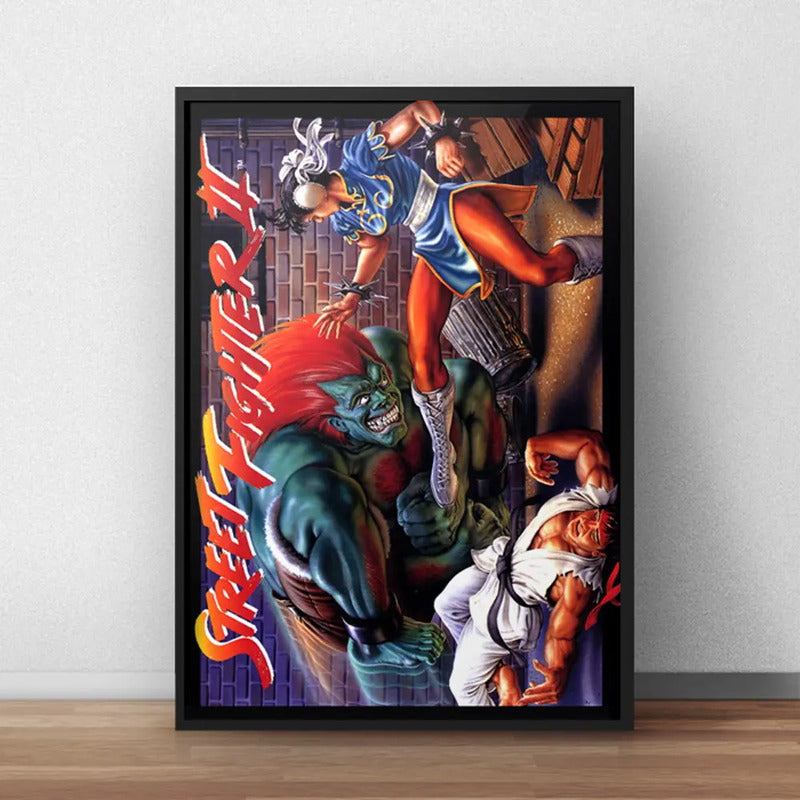 Cuadro Street Fighter 2 Juego Retro Game Geek Decoracion Br1
