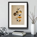 Cuadro Flores Hojas Arte Botanica B1 Decoracion Con Paspartú Flores Tonos Terrosos Con Marco Negro