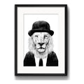 Cuadro León Hipster Blanco Y Negro Decoracion Con Paspartú
