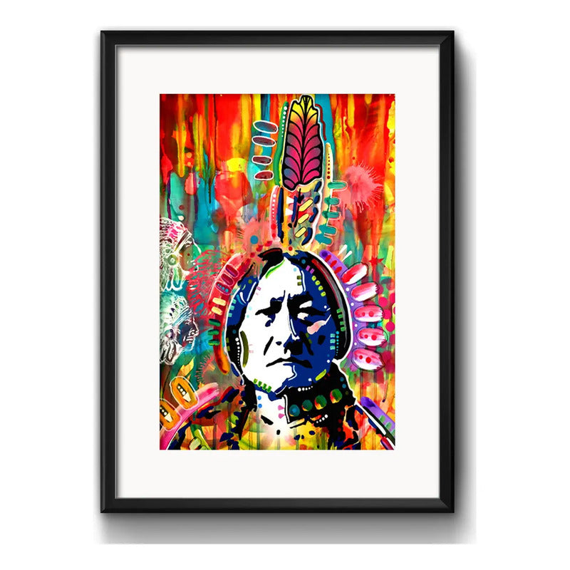 Cuadro Indio Americano Pop Art Indigenas Con Paspartú