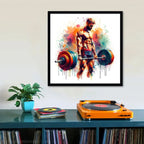 Cuadro Fitness Gym Musculacion Gimnasio Decoracion 33x33cm Halterofilismo 2 Con Marco Negro
