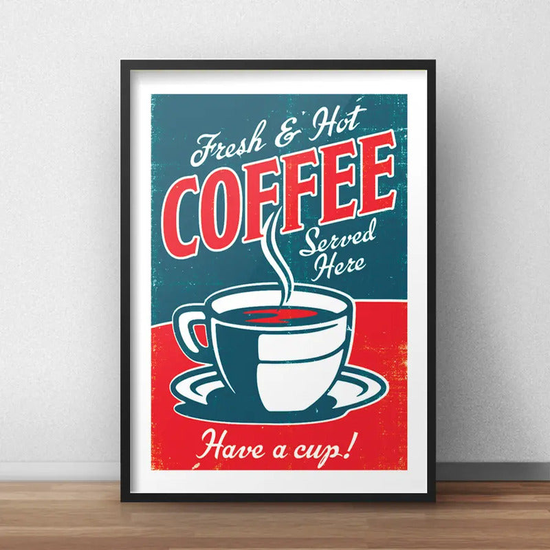 Set 2 Cuadros Café Retro Pop Art Frases Cocina Cafeteria