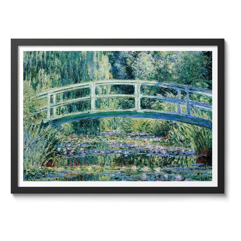 Cuadro Claude Monet Impresionismo Arte Obras Decoracion Water Lilies And Japanese Bridge Marco Negro