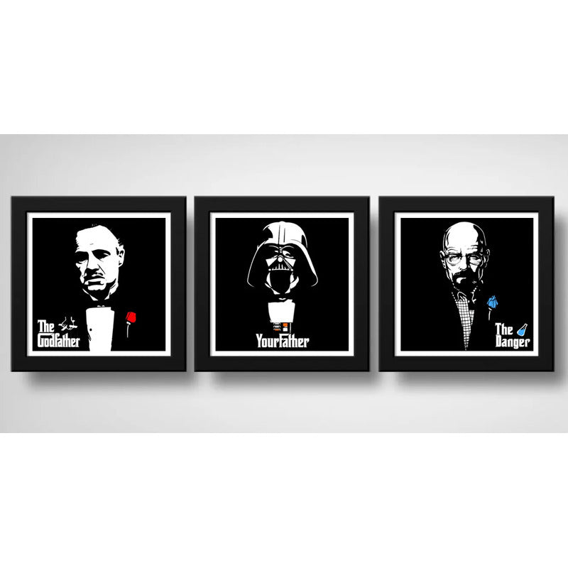 Set 3 Cuadros Darth Vader El Padrino Heisenberg Godfather