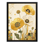 Cuadro Living Dormitorio Flores Dorado Beige Gustav Klimt Marco Negro