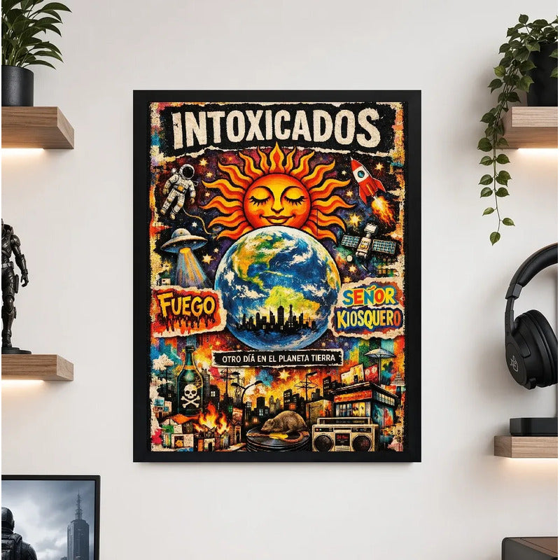Cuadro Intoxicados Otro Día En El Planeta Tierra Arte Rock Marco Negro