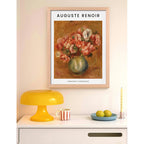 Cuadro Dormitorio Living Auguste Renoir Anémonas Flores Oak Marco Marrón Claro