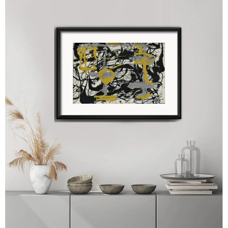Cuadro Jackson Pollock Abstracto Brs1 53x43cm Con Paspartú Marco Negro
