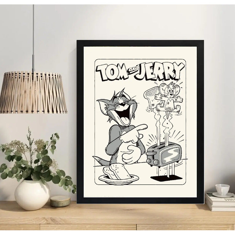 Cuadro Tom Y Jerry Tostada Cocina Hanna Barbera Dibujo Tv Marco Negro