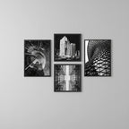 Wall 4 Cuadros Para Estudio Oficina Empresa Decoracion Arquitectura Moderna Con Marco Negro