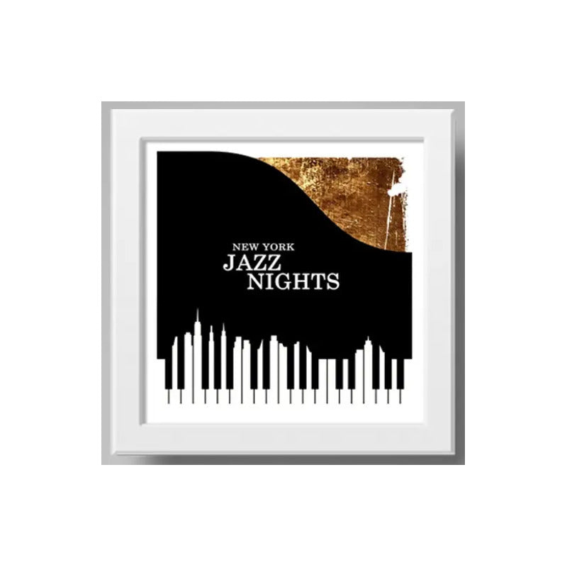 Cuadro Jazz Nights New York Gold Piano Musica Decoracion