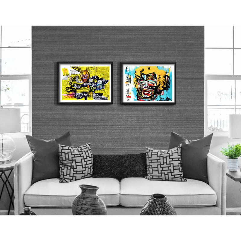 Set 2 Cuadros Basquiat Arte Urbano Monroe Decoración Hogar