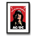 Cuadro Ac/dc Angus Young Frase Rock Decoracion Con Paspartú Marco Negro