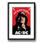 Cuadro Ac/dc Angus Young Frase Rock Decoracion Con Paspartú Marco Negro