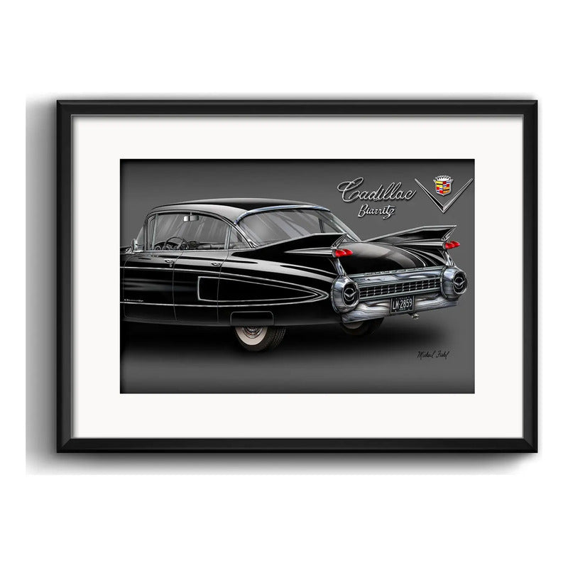 Cuadro Autos Antiguos Modelos Marcas Retro Arte Con Paspartu Cadillac Eldorado Biarritz Con Marco Negro