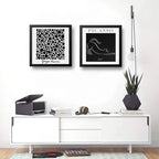 Set 2 Cuadros Yayoi Kusama Picasso Blanco Y Negro 33x33cm Marco Negro