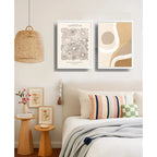 Set 2 Cuadros Dormitorio Living Tonos Beige Abstracto Museo Marco Blanco