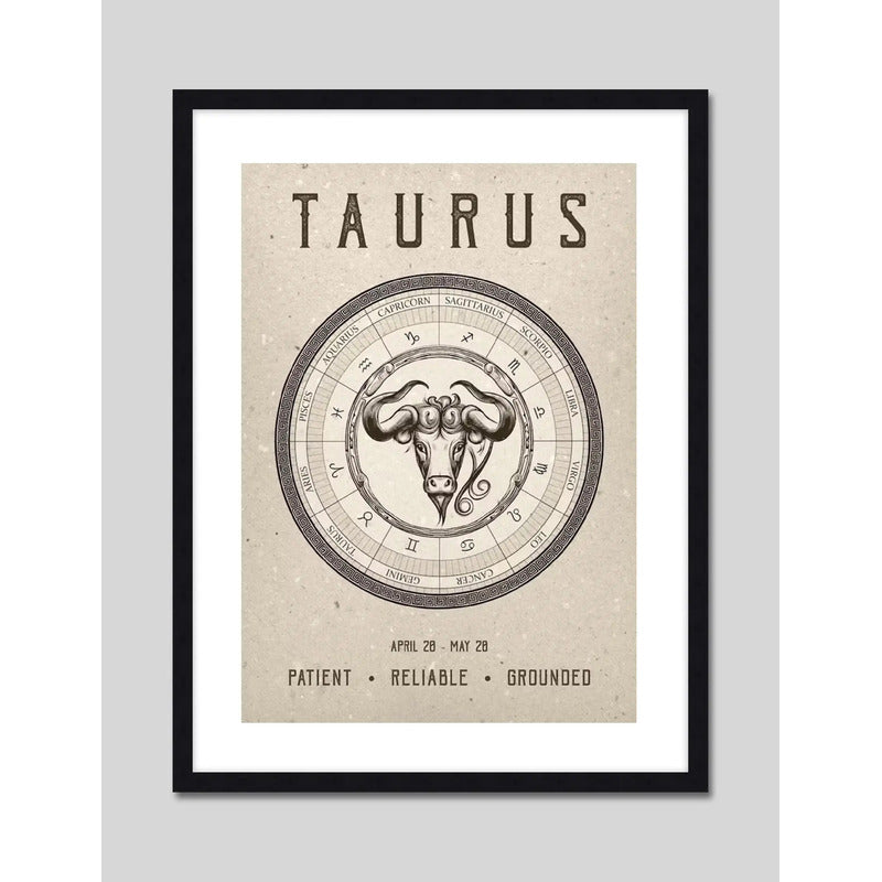 Cuadro Tauro Signo Astrologia Horoscopo Zodiaco Decoracion Marco Negro