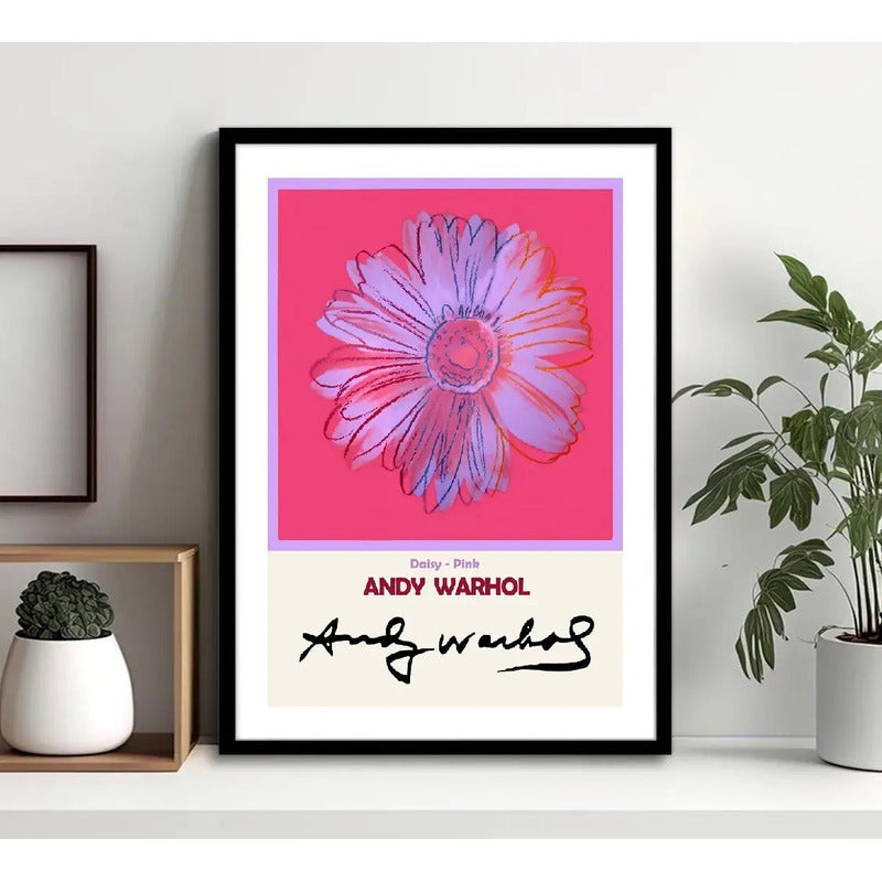 Cuadro Andy Warhol Pop Art Monroe Mariposa Flores Decoracion Andy Warhol Flor Pink Daisy Marco Negro