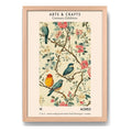 Cuadro Dormitorio William Morris Pájaros Flores Botanica Oak Marco Marrón Claro