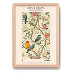 Cuadro Dormitorio William Morris Pájaros Flores Botanica Oak Marco Marrón Claro