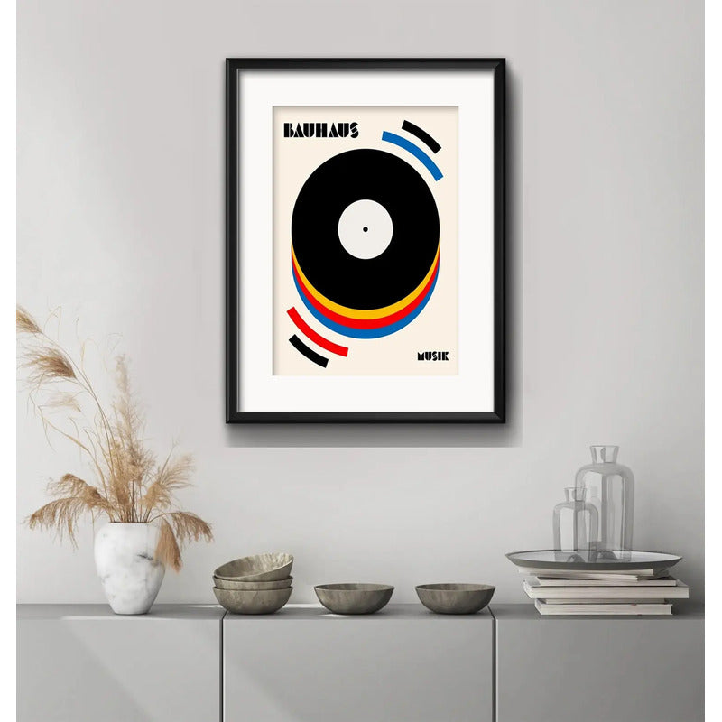 Cuadro Bauhaus Musik Retro Musica Arte 53x43cm Con Paspartú Marco Negro