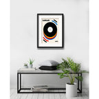 Cuadro Bauhaus Musik Retro Musica Arte 53x43cm Con Paspartú Marco Negro