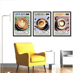 Set 3 Cuadros Cafe Made In Italy Arte Italia Cocina Vintage Marco Negro