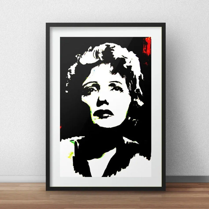 Cuadro Edith Piaf La Vie En Rose Decoracion Con Paspartú Marco Negro