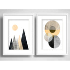 Set 2 Cuadros Geometrico Abstracto Escandinavo Arte Paspartu