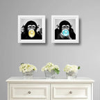 Set 2 Cuadros Monos Chicle Pop Art Colores Chimpancé Goma