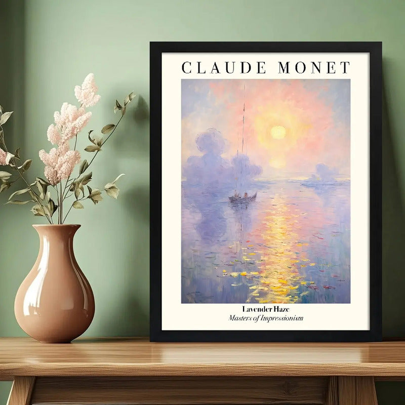 Cuadro Dormitorio Living Claude Monet Bruma De Lavanda Arte Marco Negro