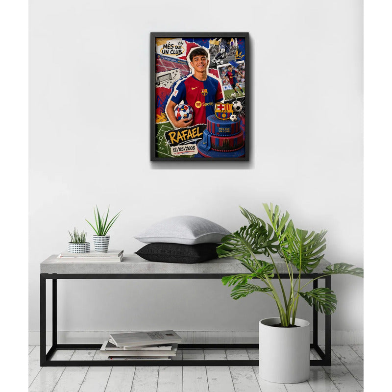 Cuadro Personalizado Cumpleanos Futbol Detalles Arte Regalo Modelo 2 Negro