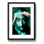 Cuadro Tupac Shakur Arte Rapper Musica Decoracion Paspartú Marco Negro