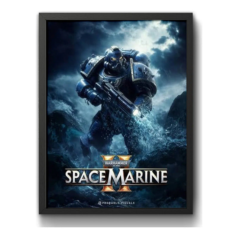 Cuadro Space Marine Espacial Videojuego B4 Decorar Game Room Marco Negro