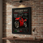 Cuadro Ducati 916 1994 Moto Icónico Detalles Specs Efecto 3d Marco Negro